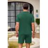 imageCOOFANDY Mens 2 Piece Outfit Vintage Short Sleeve Button Down Knit Polo Shirts Casual Beach Shorts SetsDark Green