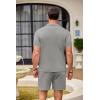 imageCOOFANDY Mens 2 Piece Outfit Vintage Short Sleeve Button Down Knit Polo Shirts Casual Beach Shorts SetsGrey