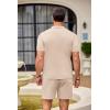 imageCOOFANDY Mens 2 Piece Outfit Vintage Short Sleeve Button Down Knit Polo Shirts Casual Beach Shorts SetsKhaki  Black