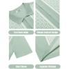 imageCOOFANDY Mens 2 Piece Outfit Vintage Short Sleeve Button Down Knit Polo Shirts Casual Beach Shorts SetsLight Green