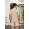 imageCOOFANDY Mens 2 Piece Outfits Sets Casual Short Sleeve Button Down Knit Shirt and Shorts Sets Summer Beach OutfitsLight Khaki