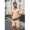 imageCOOFANDY Mens 2 Piece Outfits Sets Casual Short Sleeve Button Down Knit Shirt and Shorts Sets Summer Beach OutfitsLight Khaki