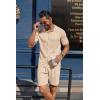 imageCOOFANDY Mens 2 Piece Outfits Sets Casual Short Sleeve Button Down Knit Shirt and Shorts Sets Summer Beach OutfitsLight Khaki