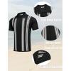 imageCOOFANDY Mens 2 Piece Outfits Summer Short Sets Vintage Knit Button Down Shirt Short Sleeve Polo Casual Beach SuitsBlack