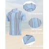 imageCOOFANDY Mens 2 Piece Outfits Summer Short Sets Vintage Knit Button Down Shirt Short Sleeve Polo Casual Beach SuitsBlue