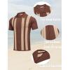 imageCOOFANDY Mens 2 Piece Outfits Summer Short Sets Vintage Knit Button Down Shirt Short Sleeve Polo Casual Beach SuitsBrown