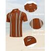 imageCOOFANDY Mens 2 Piece Outfits Summer Short Sets Vintage Knit Button Down Shirt Short Sleeve Polo Casual Beach SuitsCaramel