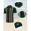 imageCOOFANDY Mens 2 Piece Outfits Summer Short Sets Vintage Knit Button Down Shirt Short Sleeve Polo Casual Beach SuitsDark Green