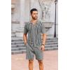 imageCOOFANDY Mens 2 Piece Outfits Summer Short Sets Vintage Knit Button Down Shirt Short Sleeve Polo Casual Beach SuitsGrey