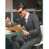 imageCOOFANDY Mens 2 Piece Suit Slim Fit 2 Button Formal Jacket Suits Pants Set for Wedding Business PromDark Grey