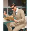 imageCOOFANDY Mens 2 Piece Suit Slim Fit 2 Button Formal Jacket Suits Pants Set for Wedding Business PromKhaki