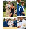 imageCOOFANDY Mens 2 Piece Suit Slim Fit 2 Button Formal Jacket Suits Pants Set for Wedding Business PromKhaki