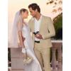 imageCOOFANDY Mens 2 Piece Suit Slim Fit 2 Button Formal Jacket Suits Pants Set for Wedding Business PromKhaki