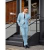 imageCOOFANDY Mens 2 Piece Suit Slim Fit 2 Button Formal Jacket Suits Pants Set for Wedding Business PromLight Blue