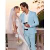 imageCOOFANDY Mens 2 Piece Suit Slim Fit 2 Button Formal Jacket Suits Pants Set for Wedding Business PromLight Blue