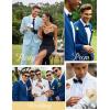 imageCOOFANDY Mens 2 Piece Suit Slim Fit 2 Button Formal Jacket Suits Pants Set for Wedding Business PromLight Blue