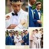 imageCOOFANDY Mens 2 Piece Suit Slim Fit 2 Button Formal Jacket Suits Pants Set for Wedding Business PromLight Grey