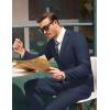 imageCOOFANDY Mens 2 Piece Suit Slim Fit 2 Button Formal Jacket Suits Pants Set for Wedding Business PromNavy Blue