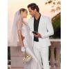 imageCOOFANDY Mens 2 Piece Suit Slim Fit 2 Button Formal Jacket Suits Pants Set for Wedding Business PromWhite