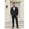 imageCOOFANDY Mens 2 Piece Suit Slim Fit One Button Tuxedo Jacket Pants for Wedding Prom BusinessBlack