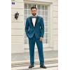 imageCOOFANDY Mens 2 Piece Suit Slim Fit One Button Tuxedo Jacket Pants for Wedding Prom BusinessDeep Blue