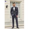 imageCOOFANDY Mens 2 Piece Suit Slim Fit One Button Tuxedo Jacket Pants for Wedding Prom BusinessDeep Grey