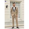 imageCOOFANDY Mens 2 Piece Suit Slim Fit One Button Tuxedo Jacket Pants for Wedding Prom BusinessKhaki