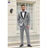 imageCOOFANDY Mens 2 Piece Suit Slim Fit One Button Tuxedo Jacket Pants for Wedding Prom BusinessLight Grey