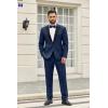 imageCOOFANDY Mens 2 Piece Suit Slim Fit One Button Tuxedo Jacket Pants for Wedding Prom BusinessNavy Blue