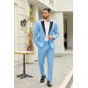 imageCOOFANDY Mens 2 Piece Suit Slim Fit One Button Tuxedo Jacket Pants for Wedding Prom BusinessSky Blue