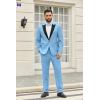 imageCOOFANDY Mens 2 Piece Suit Slim Fit One Button Tuxedo Jacket Pants for Wedding Prom BusinessSky Blue