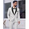 imageCOOFANDY Mens 2 Piece Suit Slim Fit Shawl Lapel One Button Formal Tuxedo Jacket Pants Set for Wedding Prom BusinessWhite