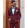 imageCOOFANDY Mens 2 Piece Suit Slim Fit Shawl Lapel One Button Formal Tuxedo Jacket Pants Set for Wedding Prom BusinessWine Red