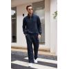 imageCOOFANDY Mens 2 Piece Track Suit Set Jogging Sweatsuit Workout Quarter Zip SuitNavy Blue