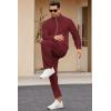 imageCOOFANDY Mens 2 Piece Tracksuit Casual Sweatsuits Full Zip Track Suits Jogging Athletic Suit SetsWine Red