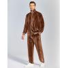imageCOOFANDY Mens 2 Piece Velour Tracksuit Full Zip Jackets Pants Velvet Jogging Suits Sweatsuit SetDark Brown