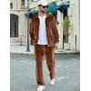 imageCOOFANDY Mens 2 Piece Velour Tracksuit Full Zip Jackets Pants Velvet Jogging Suits Sweatsuit SetDark Brown