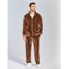 imageCOOFANDY Mens 2 Piece Velour Tracksuit Full Zip Jackets Pants Velvet Jogging Suits Sweatsuit SetDark Brown