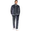 imageCOOFANDY Mens 2 Piece Velour Tracksuit Full Zip Jackets Pants Velvet Jogging Suits Sweatsuit SetDark Grey