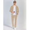 imageCOOFANDY Mens 2 Piece Velour Tracksuit Full Zip Jackets Pants Velvet Jogging Suits Sweatsuit SetLight Khaki