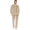 imageCOOFANDY Mens 2 Piece Velour Tracksuit Full Zip Jackets Pants Velvet Jogging Suits Sweatsuit SetLight Khaki