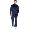 imageCOOFANDY Mens 2 Piece Velour Tracksuit Full Zip Jackets Pants Velvet Jogging Suits Sweatsuit SetNavy