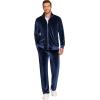 imageCOOFANDY Mens 2 Piece Velour Tracksuit Full Zip Jackets Pants Velvet Jogging Suits Sweatsuit SetNavy Blue