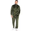 imageCOOFANDY Mens 2 Piece Velour Tracksuit Full Zip Jackets Pants Velvet Jogging Suits Sweatsuit SetOlive Green