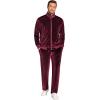 imageCOOFANDY Mens 2 Piece Velour Tracksuit Full Zip Jackets Pants Velvet Jogging Suits Sweatsuit SetWine Red