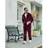 imageCOOFANDY Mens 2 Piece Velour Tracksuit Full Zip Jackets Pants Velvet Jogging Suits Sweatsuit SetWine Red