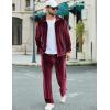 imageCOOFANDY Mens 2 Piece Velour Tracksuit Full Zip Jackets Pants Velvet Jogging Suits Sweatsuit SetWine Red