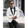 imageCOOFANDY Mens 3 Pieces Suit Slim Fit Tuxedo Set One Button Shawl Lapel Dinner Prom Jacket Vest Pants with TieWhiteBlack