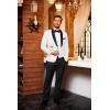 imageCOOFANDY Mens 3 Pieces Suit Slim Fit Tuxedo Set One Button Shawl Lapel Dinner Prom Jacket Vest Pants with TieWhiteBlack