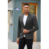 imageCOOFANDY Mens Blazer Jacket One Button Casual Suit Jackets Stretch Knit Sport CoatDark Gray
